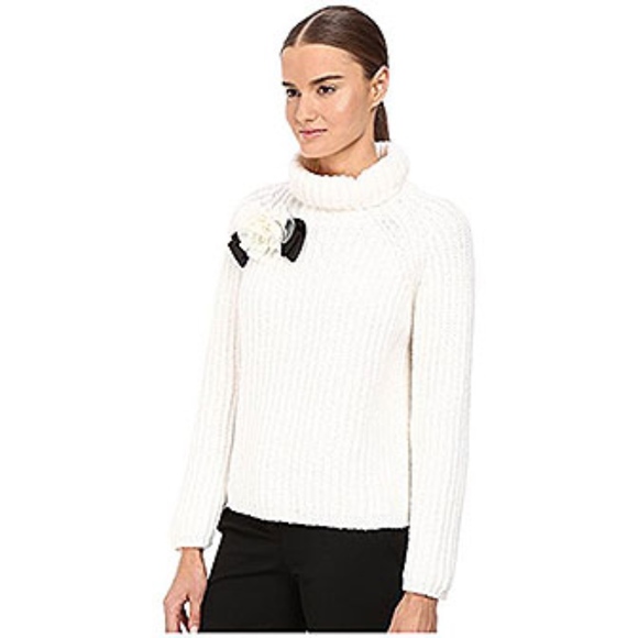 Kate Spade Rosette Bow Alpaca White Sweater - Picture 2 of 5